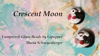 Lampwork Glass Beads:  Crescent Moon