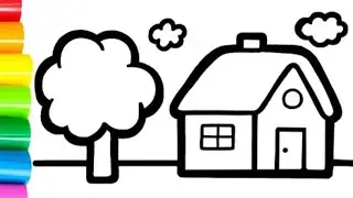 How to draw a house and tree for kids? bolalar uchun bir ev ve ağa&ccedil; chizish