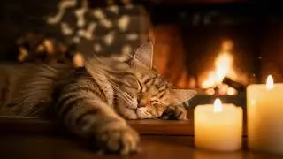 Calming Music for Cats with Cozy Ambience, Soothing 432Hz Stress Relief | Fireplace No Ads