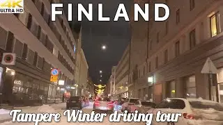TAMPERE CITY 4K WINTER NIGHT DRIVING TOUR - FINLAND 2026 🇫🇮  