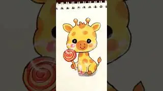 Cute Baby Giraffe Drawing with Lollipop | Easy Kawaii Art for Beginners #drawing4kids