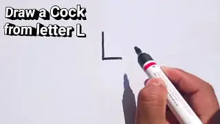 How to make a Cock drawing from letter L easy | Step by step drawing | How to draw a Cock easy