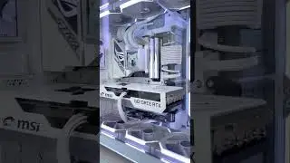 All white PC build. Lian Li Evo RGB white, Hydroshift, and SL120. #pcgaming #lianli#whitepc