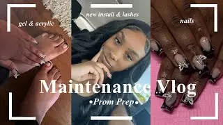 PROM MAINTENANCE VLOG | new install, nails, toes, lash cluster set 🖤
