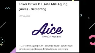 LOWONGAN KERJA Driver PT. Arta Mili Agung (Aice) - Semarang LOKER Mei 2022