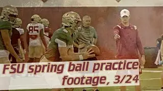 FSU football spring practice footage, drilling situations for upcoming scrimmage