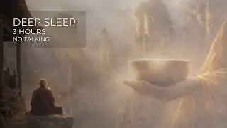 Fall Asleep • 3 Hours • Very Distant Waterfall & Tibetan Bowls • No Music