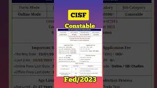 CISF Constable Driver New Recruitment 2023//CISF CONSTABLE NEW VACANCY 2023#shorts#latest#viral🪖👮&zwj;♂️