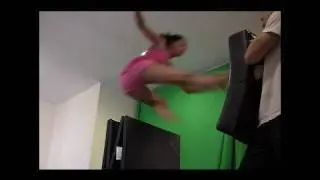 Flying Side Kick Over Obstacle