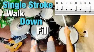 Single Stroke Walk Down Fill - #beginnerdrumlesson #drumteacher #drumfill #drums