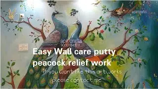 How To Make Wall putty peacock Relief Art work | Peacock Wall Putty Mural  Design Art works |