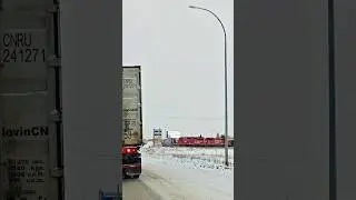Stuck at a Train Crossing in Winnipeg Winter 🚂❄️ #snow #winnipeg #boxingday #viral #shorts