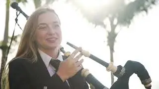 Gemma Briggs Bagpiping at Sunset