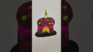 easy cake drawing #trending #shorts #viral #art #drawing #creative #ytshorts #rainbow