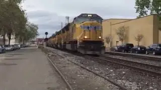 Union Pacific K3LA  leads a Manifest train at Jack London Square Oakland CA