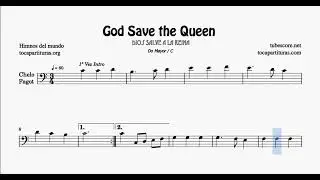 God Save The Queen Partitura  de Chelo y Fagot Do Mayor Tonalidad original