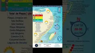 Sargassum seaweed MAP of the beaches on Mexican Caribbean coast (June 9) #sargassum #seaweed #mexico