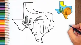 How to draw Texas Cartoon Map - Easy Drawing for Kids & Beginners