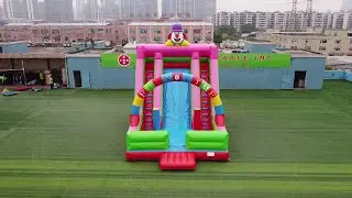 Experience Laughter and Thrills with the Colorful Inflatable Clown Face Party Slide T8-1210