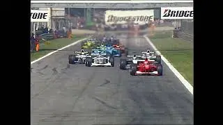 Monza 2000 F1 GP: Button crashes on restart (Natural audio) [AI-enhanced]
