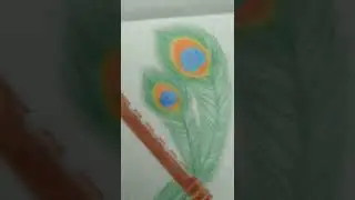Happy Krishna Janmashtami✨/ Pencil Colour Drawing of Bansuri with Pankh. #youtubeshorts #viralshorts