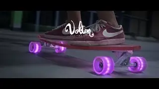 Longboard love - Volten clear skateboards + LED wheels - glow in the dark,  skate the night