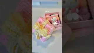 Crochet Gift Box with Bow 🎀 #howtocrochet #crochet #crochetgiftbox