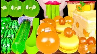 ASMR Fruit Jelly Edible Spoon Jello Shooter Cake 먹는 숟가락 젤리 주사기 케이크 먹방 Mukbang, Eating