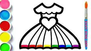 How to Draw Cute Girl Dress | Beautiful Dress Drawing, Coloring & Painting for Kids, Toddlers.