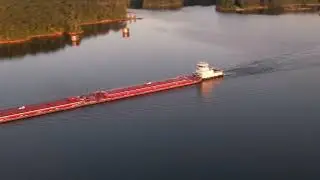 Barge cruising the Tennessee Tombigbee Waterway.