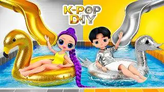 DIY Golden vs Silver Challenge! 7 Doll Crafts for K-Pop Demon Hunters