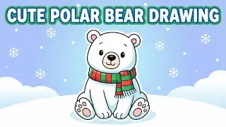 Cute Polar Bear Drawing 🎄🐻 || Easy Christmas Art