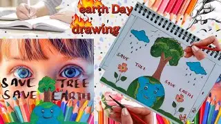How to draw Earth Day Poster Drawing 🌎 / Save earth project chart making ideas /Easy way/simple art