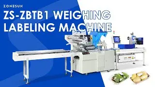 Zonesun ZS-ZBTB1 Horizontal Flow Wrapper with Weigh-Price Labeler #horizontalflowwrapper #labeler