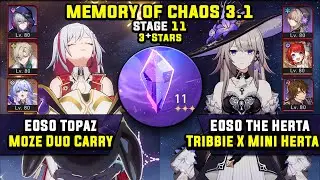 E0 Topaz Carry & E0 The Herta Carry W/ Tribbie (3 Stars) Memory Of Chaos 11 Honkai Star Rail 3.1