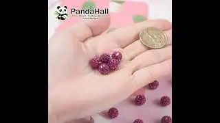 Pave Disco Ball Beads, Polymer Clay Rhinestone Beads, Round, Fuchsia, 10mm #jewelry