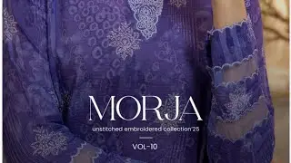 Premium morja by gulljee embroided digital printed doria lawn with embroided patch n embroided 3750