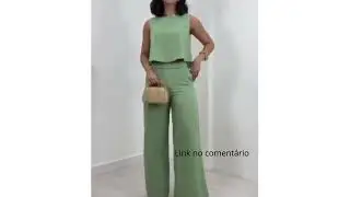 Conjunto Pantalona em Linho Cal&ccedil;a Social Elegante Moda Casual Feminino #modafeminina #conjunto