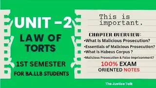 ⚖️Law of Torts | Unit-2| BALLB 1st Semester | Subunit 2.5&ndash; Malicious prosecution |