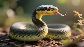 The snake's tongue is used to smell prey