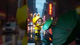 Labubu Walks Alone in the Rain  | A Heart-Touching Moment in New York #labubu #labubushorts #shorts