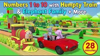 Learn Numbers 1 to 10 with Humpty Train & Elephant Family 🚂🐘 | Kids Learning Collection | 28 Minutes