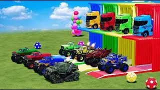 Garage with Colors - ALL MIXER TRUCK WITH FLATBED TRAILER TRUCK, POLICE, MAN, MACK, JEEP #18 - FS22