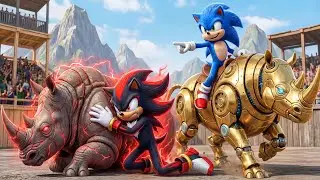 😱 SONIC vs SHADOW! A Terrifying Battle of Warrior Rhinos 🔥🐗