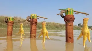 Amazing fishing video Best Wheel Hook fish  trapping system with chicken leg baits. #fish_trap
