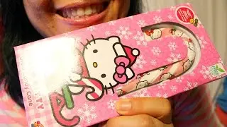 ASMR  Eating Hello Kitty Candy Cane ScorpioAnnYT