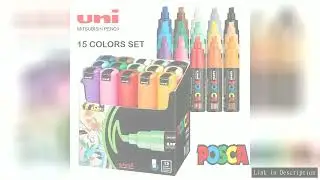 Japan Uni Posca Paint Markers, 8K Broad Chisel Tips, Set of 8/15 Acrylic Art Pens for Coloring Fabri