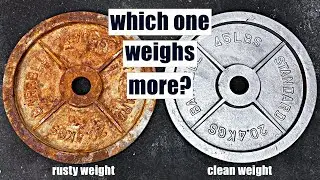 Which is heavier - a clean weight plate or a rusty weight plate?