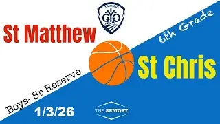 CYO Basketball St Chris vs St Matthew (6th Grade Boys) Live from THE ARMORY in Columbus, Ohio.