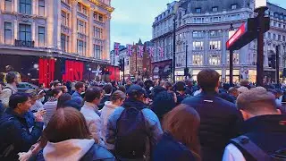 London Rush Hour Walk 2025 🚶 | West End - Oxford Street, Leicester Square & Piccadilly Circus | 4K
